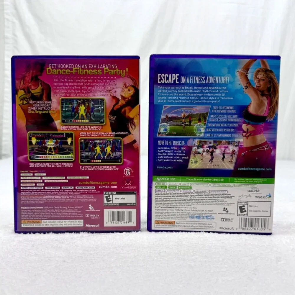 XBOX 360 Kinect Zumba Fitness Game 2 Disc Bundle Join The Party & World Party